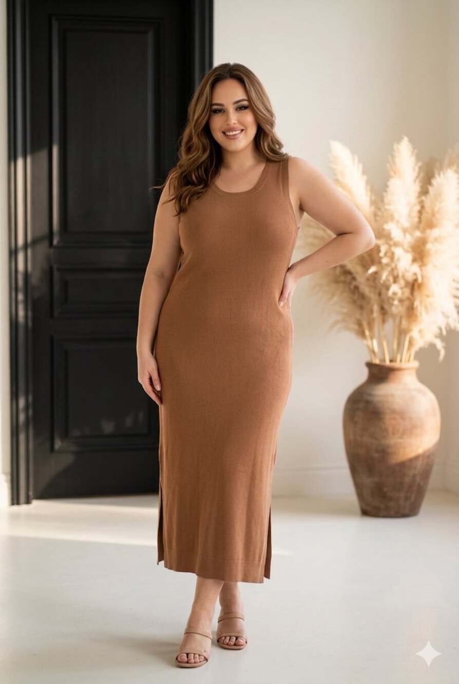 The Drop Ribbed Knit Midi Tank Dress Size 4X NWT